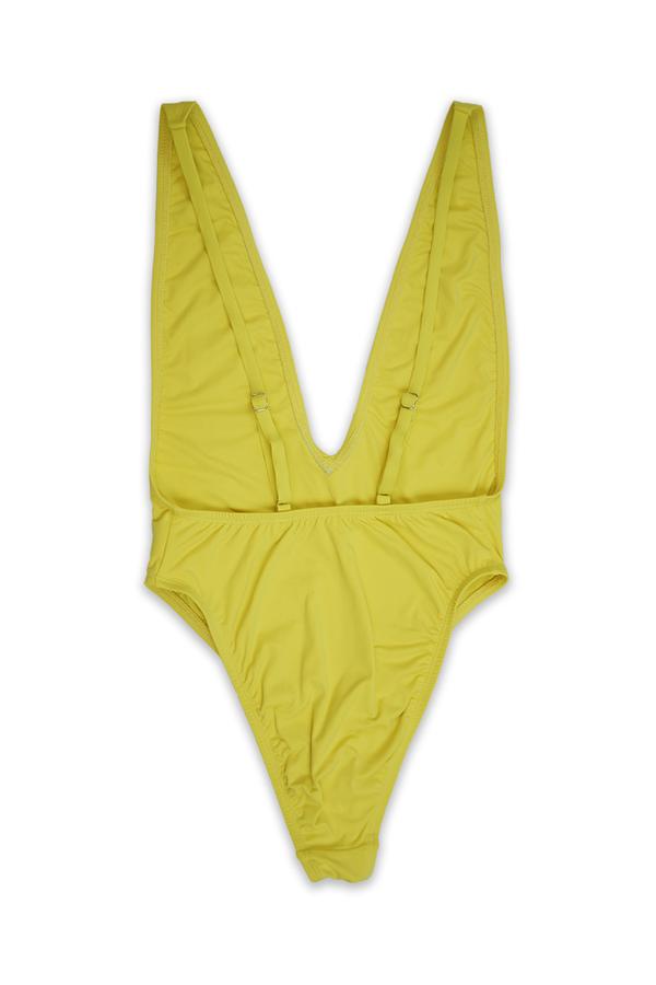 Chinwe High Cut Low V-Neck One Piece in Yellow