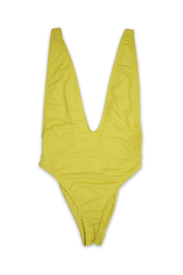 Chinwe High Cut Low V-Neck One Piece in Yellow